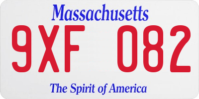MA license plate 9XF082