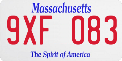 MA license plate 9XF083