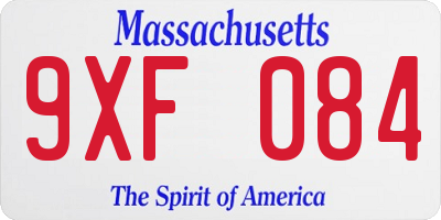 MA license plate 9XF084