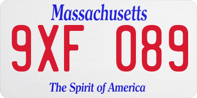 MA license plate 9XF089