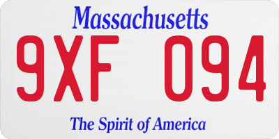 MA license plate 9XF094
