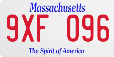 MA license plate 9XF096