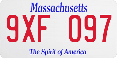 MA license plate 9XF097