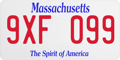 MA license plate 9XF099