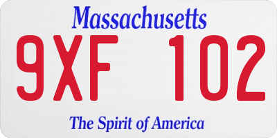 MA license plate 9XF102