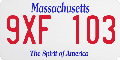 MA license plate 9XF103