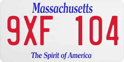 MA license plate 9XF104