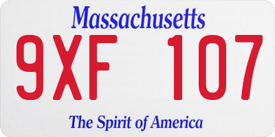 MA license plate 9XF107