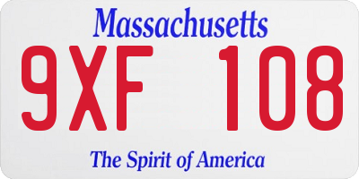 MA license plate 9XF108