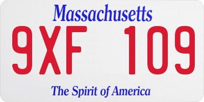 MA license plate 9XF109