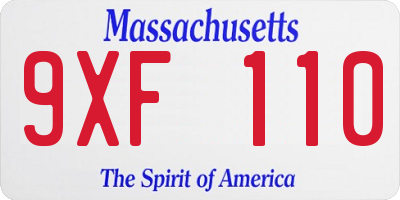 MA license plate 9XF110