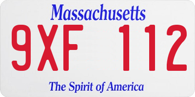 MA license plate 9XF112