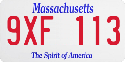MA license plate 9XF113