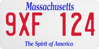 MA license plate 9XF124