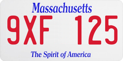 MA license plate 9XF125
