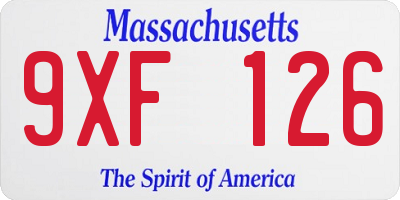 MA license plate 9XF126