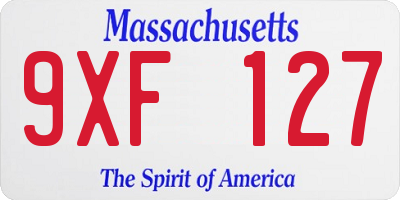 MA license plate 9XF127