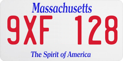 MA license plate 9XF128