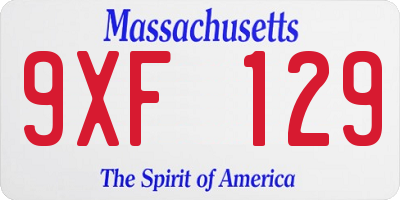 MA license plate 9XF129