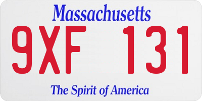 MA license plate 9XF131