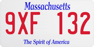 MA license plate 9XF132