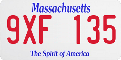 MA license plate 9XF135