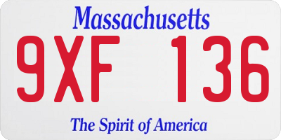 MA license plate 9XF136