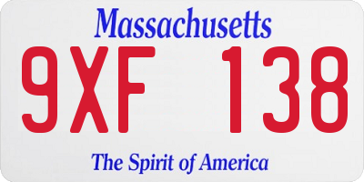 MA license plate 9XF138