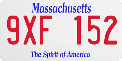 MA license plate 9XF152