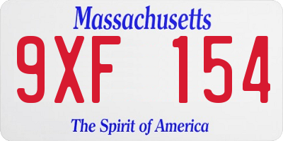 MA license plate 9XF154