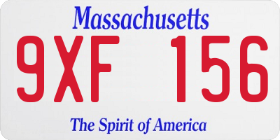 MA license plate 9XF156