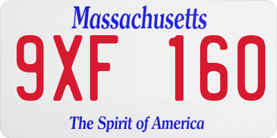 MA license plate 9XF160
