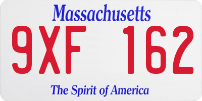 MA license plate 9XF162