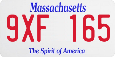 MA license plate 9XF165