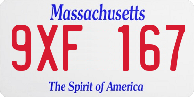 MA license plate 9XF167