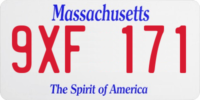 MA license plate 9XF171
