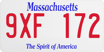 MA license plate 9XF172