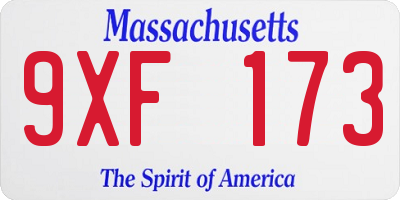 MA license plate 9XF173