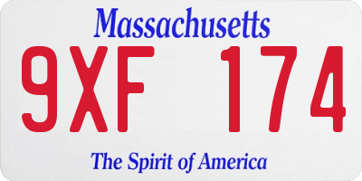 MA license plate 9XF174
