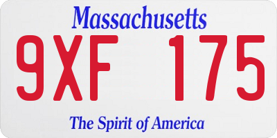 MA license plate 9XF175