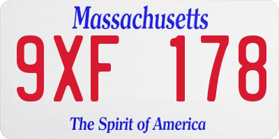MA license plate 9XF178