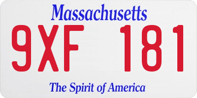 MA license plate 9XF181