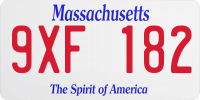 MA license plate 9XF182