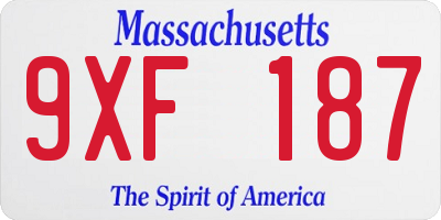 MA license plate 9XF187
