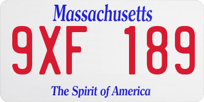 MA license plate 9XF189