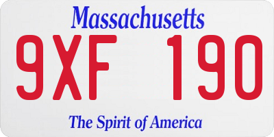 MA license plate 9XF190