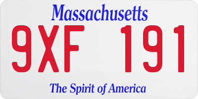 MA license plate 9XF191