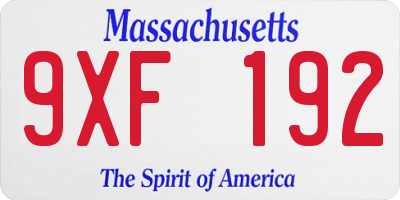 MA license plate 9XF192
