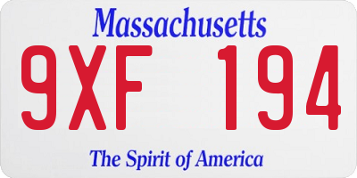 MA license plate 9XF194