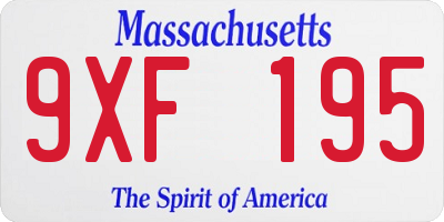 MA license plate 9XF195